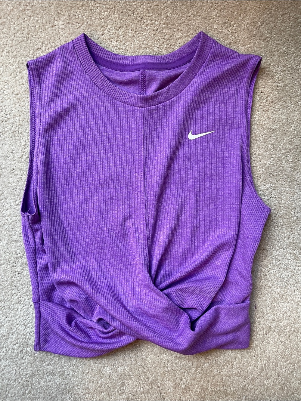 Nike Purple Twist-Front Ribbed Tank Top